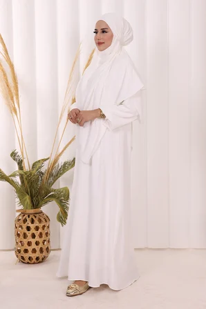 Dubai Sufleli Elbise Takım 6044 Ekru