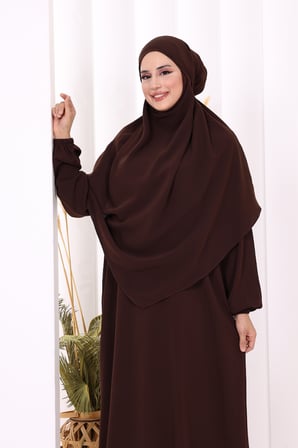 Dubai Sufleli Elbise Takım 6044 Kahverengi