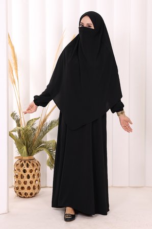 Dubai Sufleli Elbise Takım 6044 Siyah