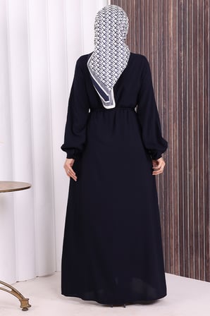 Boydan Düğmeli Ferace 6056 Lacivert