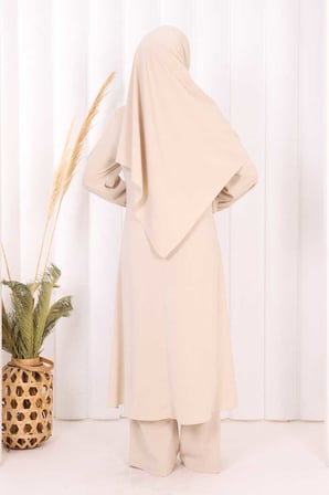 Umre Dubai Tunik Pantolon Takım ŞAL HEDİYE  8003 Taş