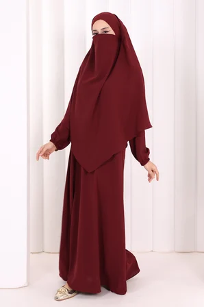 Dubai Sufleli Elbise Takım 6044 Mürdüm