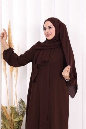 Hac Umre Tunik Pantolon Takım 8006 Kahverengi