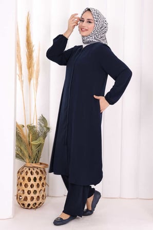 Hac Umre Tunik Pantolon Takım 8006 Lacivert
