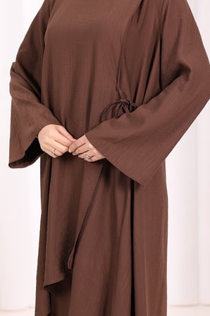 Yandan Bağlamalı Tunik Pantolon Takım 8008 Kahverengi