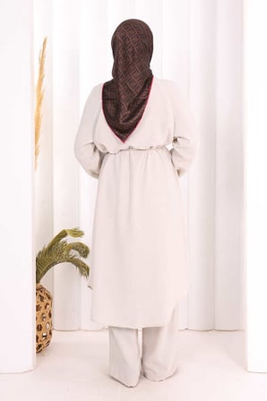 Hac Umre Keten Tunik Pantolon Takım 8013 Taş