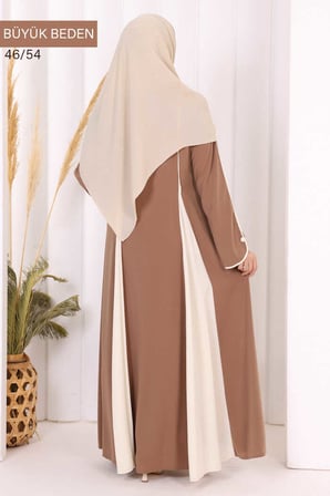 Biyeli Fermuarlı Ferace 7050-1 Taba
