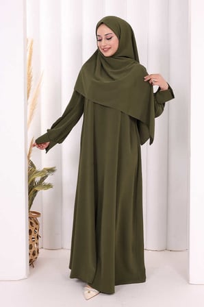 Eşarplı Elbise 6059 Haki
