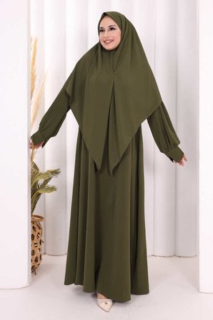 Eşarplı Elbise 6059 Haki