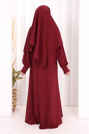 Eşarplı Elbise 6059 Mürdüm