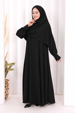 Eşarplı Elbise 6059 Siyah