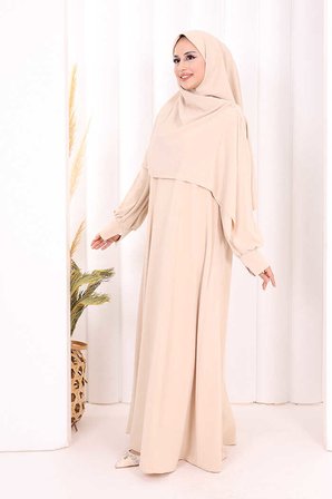 Eşarplı Elbise 6059 Taş