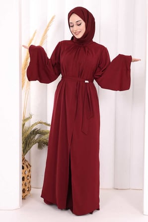Broş Detaylı Tulumlu Takım 8016 Bordo
