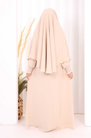 Peçeli Cilbab Model Elbise 6063 Taş