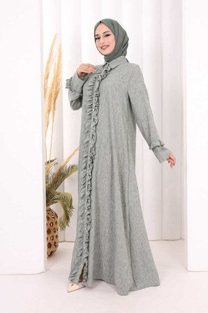 Fırfır Detaylı Elbise 6066 Mint