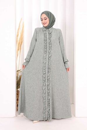 Fırfır Detaylı Elbise 6066 Mint