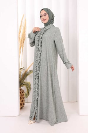 Fırfır Detaylı Elbise 6066 Mint