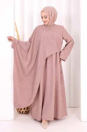 Pelerinli Elbise 6068 Gül Kurusu