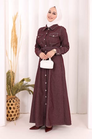 Kot Elbise 7061 Bordo