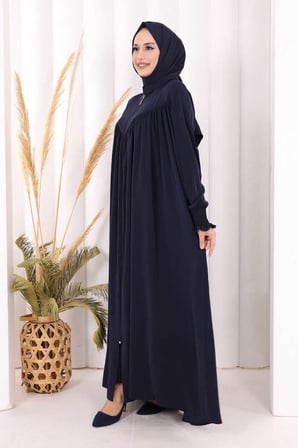 Biritli Ferace ŞAL HEDİYE ! 7056 Lacivert