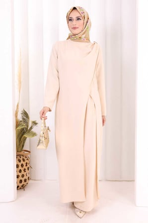 Tek Omuz Gold Toka Detaylı Tunik Pantolon Takım 8698 Taş