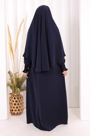 Peçeli Cilbab Model Elbise 6063 Lacivert