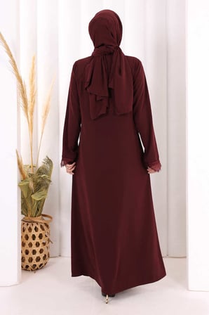 Danteli Şallı Abaya Şal Hediyelidir! 7069 Bordo