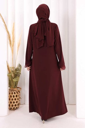 Danteli Şallı Abaya Şal Hediyelidir! 7069 Bordo