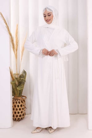 Danteli Şallı Abaya Şal Hediyelidir! 7069 Ekru