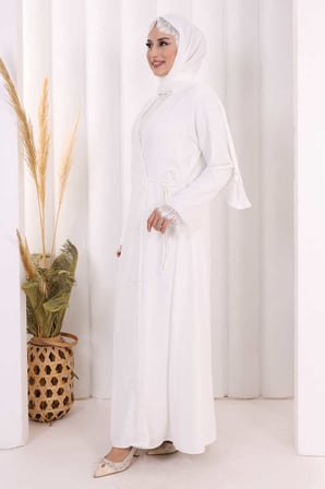 Danteli Şallı Abaya Şal Hediyelidir! 7069 Ekru
