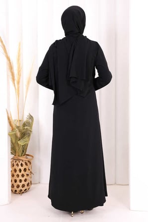 Danteli Şallı Abaya Şal Hediyelidir! 7069 Siyah