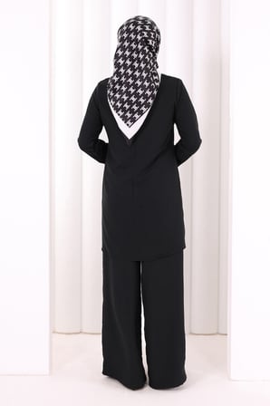 Kolyeli Tunik Pantolon Takım 8027 Siyah