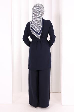 Kolyeli Tunik Pantolon Takım 8027 Lacivert