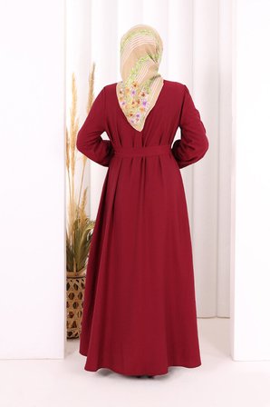Hac Umre Elbise Boydan Düğmeli 7053 Bordo