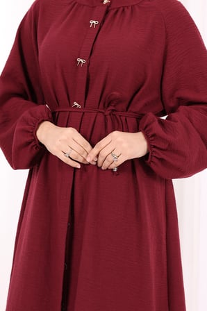 Hac Umre Keten Tunik Pantolon Takım 8013 Bordo