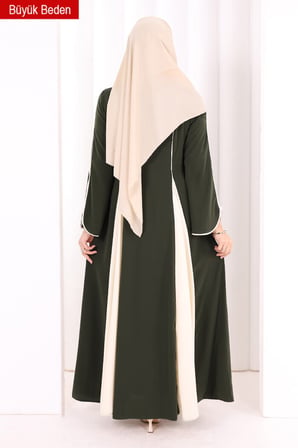 Biyeli Fermuarlı Ferace 7050-1 Haki