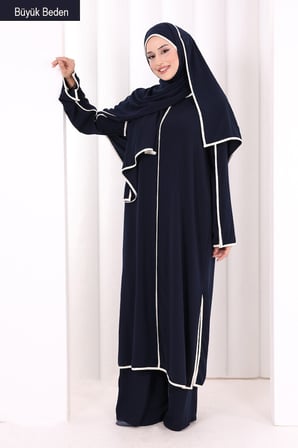 8001-1 Biyeli Pantolonlu Tunik Takım  Şal Lacivert