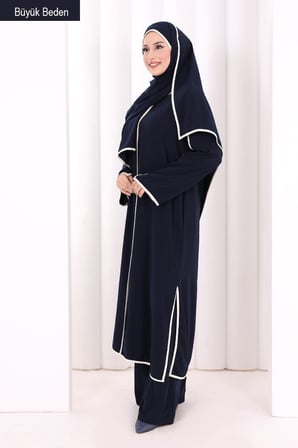 8001-1 Biyeli Pantolonlu Tunik Takım  Şal Lacivert