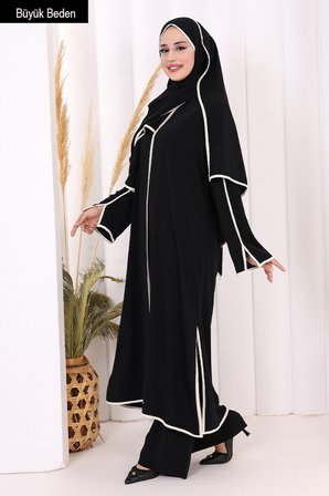 8001-1 Biyeli Pantolonlu Tunik Takım  Şal Siyah