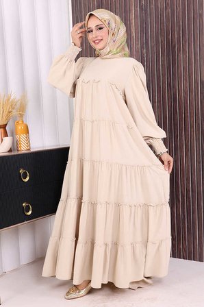 Dubai Katlı Salaş Elbise 6023 Taş