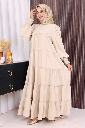 Dubai Katlı Salaş Elbise 6023 Taş