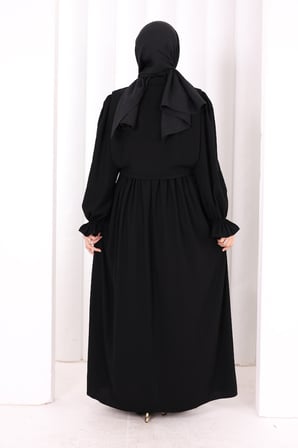 Pelerinli Elbise 6082 Siyah