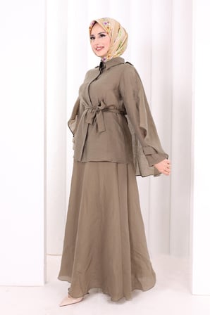Kloş Etek Tunik Takım 8028 Haki