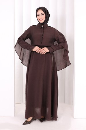 Kloş Etek Tunik Takım 8028 Kahverengi