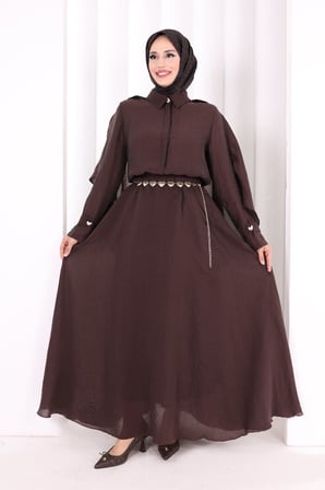 Kloş Etek Tunik Takım 8028 Kahverengi