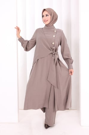 Yandan Bağlamalı İkili Takım 8019 Vizon