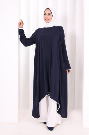 Tunik Şal ve Pantolon Üçlü Takım 8030 Lacivert