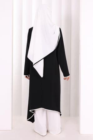 Tunik Şal ve Pantolon Üçlü Takım 8030 Siyah