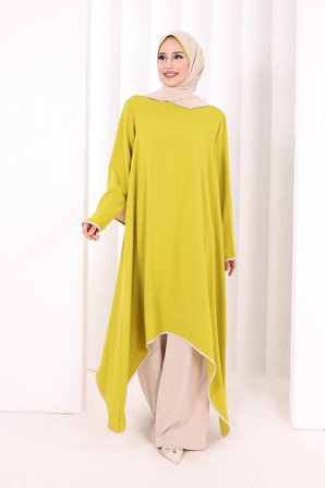 Tunik Şal ve Pantolon Üçlü Takım 8030 Yağ Yeşili