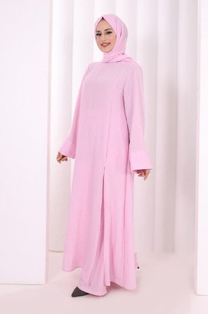 Yırtmaçlı Tunik Üçlü Takım 8035 Pembe